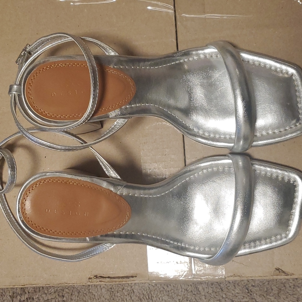 Silver Strappy Mules